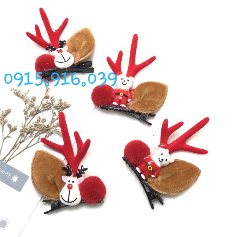 Set 2 Kẹp tóc Sừng Tuần lộc giáng sinh, kẹp Giáng sinh
