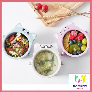 Bát ăn dặm lúa mạch hình mèo an toàn dành cho bé từ 5 tháng tuổi trở lên tập ăn dặm AD12