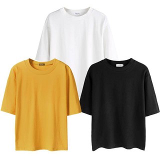 HÀNG LOẠI 1 _ Combo 3 Áo Tay Lỡ Trơn Trắng Đen Vàng