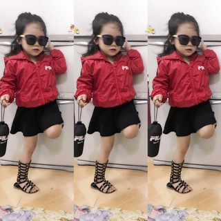 áo gió màu đỏ 2 lớp thêu chữ fila