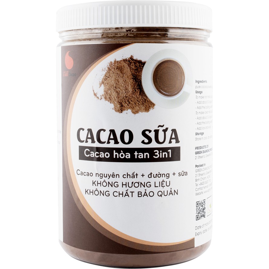 Bột Cacao sữa Light Coffee vị đậm đà, thơm ngon tự nhiên, không hương liệu - Hũ 550g