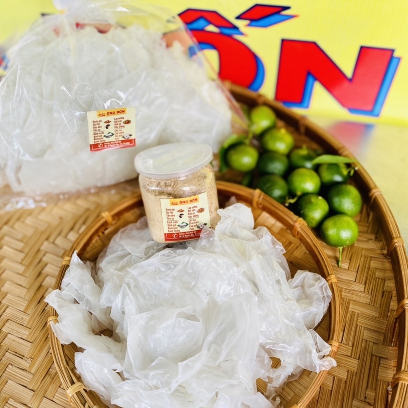 Combo 500g Rìa Bánh Tráng Phơi Sương - Muối Tôm Nhuyễn, Sa Tế(Tặng Tắc)