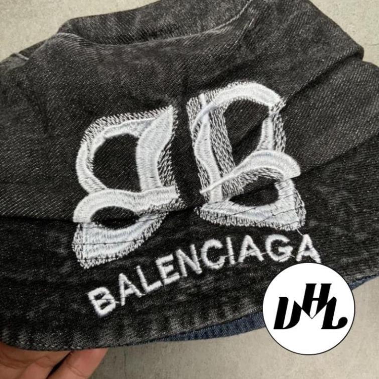 Mũ Bucket denim Jean Thêu BB Baleniaga Thời Trang Form Cụp Xịn Nam Nữ