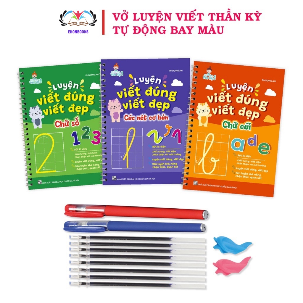 Sách - Bộ 3 Quyển Luyện Viết Thần Kỳ Tự Xóa Chữ Đẹp - Vở tập viết Xóa được cho bé 2 - 6 tuổi