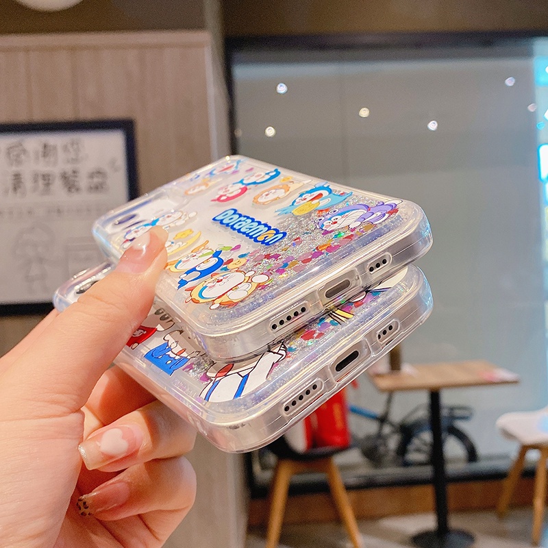 Doraemon Ốp Điện Thoại Mềm Nén Khí Chống Rơi Hình Cậu Bé Bút Chì Cho iPhone 13 12 11 Pro Max XS XR X 8 7 Plus + SE 2020