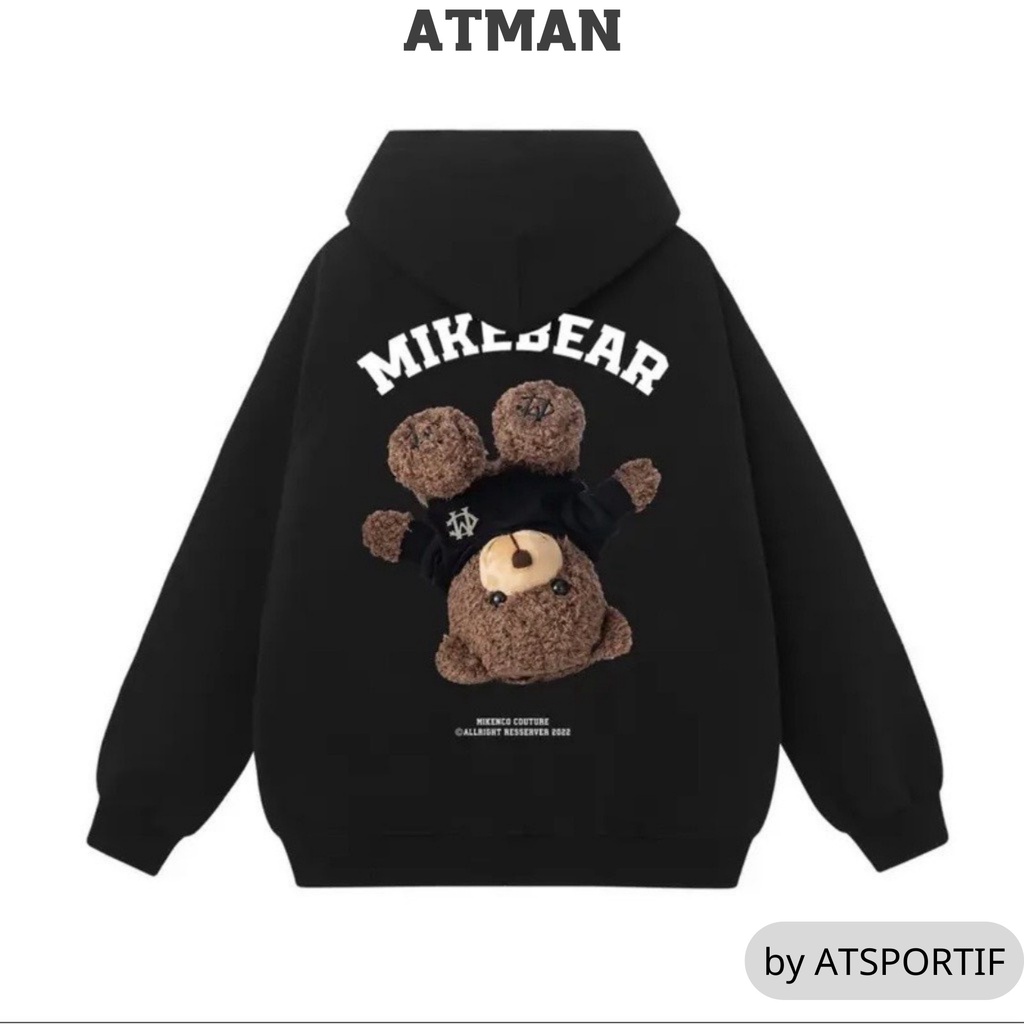Áo Khoác Hoodie MIKE BEAR nỉ bông tay dài unisex dáng rộng, năng động, thời trang ATMAN