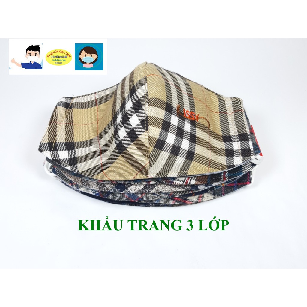 KHẨU TRANG VẢI 3 LỚP Thêu chữ Kissy Hỗ trợ phòng ngừa dịch bệnh Chống nắng Lọc không khí ô nhiễm Thương hiệu MINH ANH