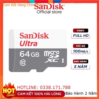 Thẻ nhớ micro sdxc sandisk 64gb ultra upto 100mb/s 533x uhs-i