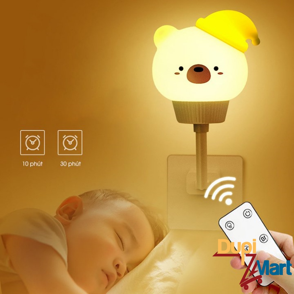 Đèn Ngủ Mini Cắm USB Hình Gấu Thỏ Mèo Có Điều Khiển Từ Xa Hẹn Giờ Cảm Ứng Chạm Điều Chỉnh Độ Sáng Đa Năng