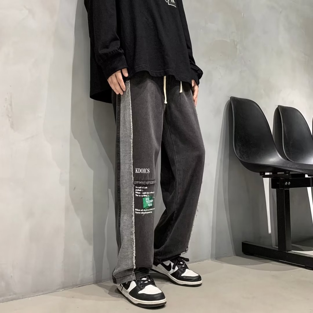 Quần jeans In Chữ size Lớn S-3XL Chống Mài Mòn Thời Trang Hàn Quốc Cho Nam