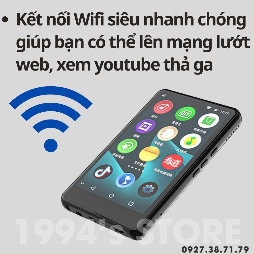 Máy nghe nhạc Ruizu H6 - Có Wifi, Bluetooth 5.2 - Có Tiếng Việt - Xem Youtube, Tiktok - Lướt Web - Xem Phim - Loa Ngoài