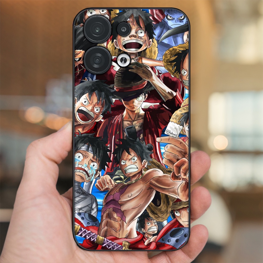 Ốp lưng Oppo Reno 8 5G viền đen in hình Luffy One Piece