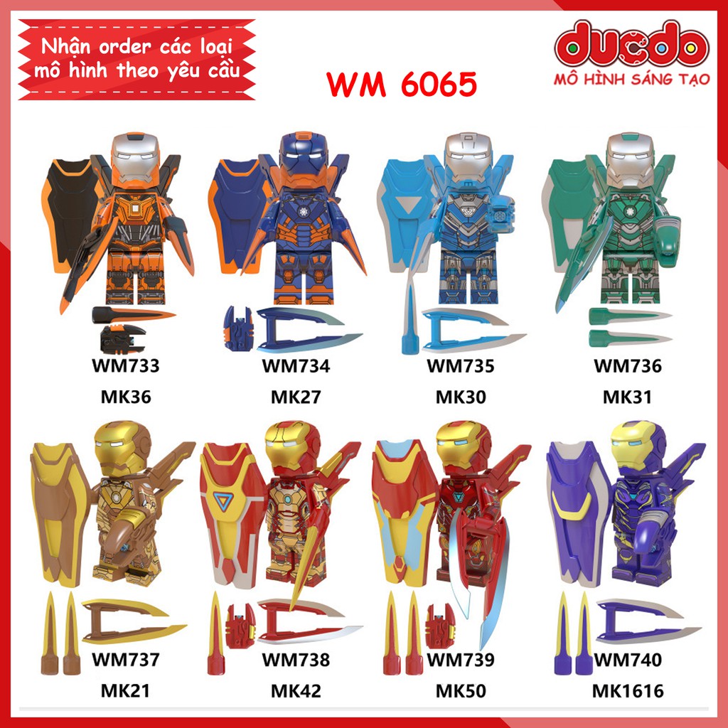 Minifigures các nhân vật Iron Man full trang bị - Đồ chơi Lắp ghép Xếp hình Mô hình Mini EndGame WM 6065