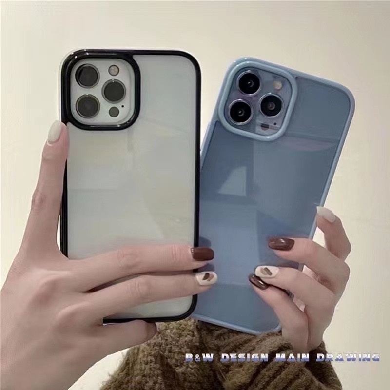 Ốp Điện Thoại Mềm Trong Suốt Viền Màu Trơn Đơn Giản Sang Trọng Cho iPhone 13 12 11 Pro MAX IX XS MAX XR 7 8 Plus