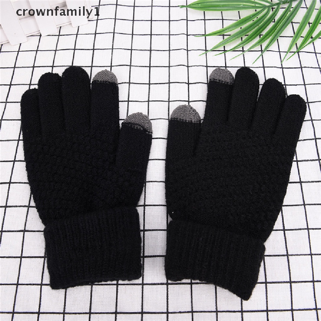 [crownfamily1] Găng Tay Len Giữ Ấm Mùa Đông Có Thể Sử Dụng Màn Hình Cảm Ứng Dành Cho Nam