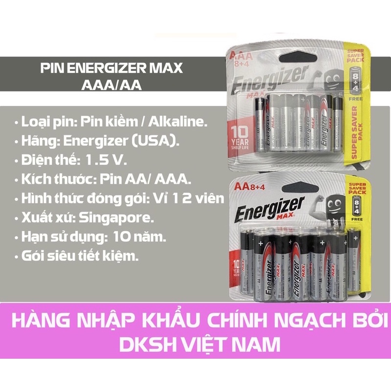 Pin AA , AAA - Pin Energizer 1,5V Siêu Bền - Hàng Chính Hãng-[FREE SHIP] TỪ ĐƠN 50K