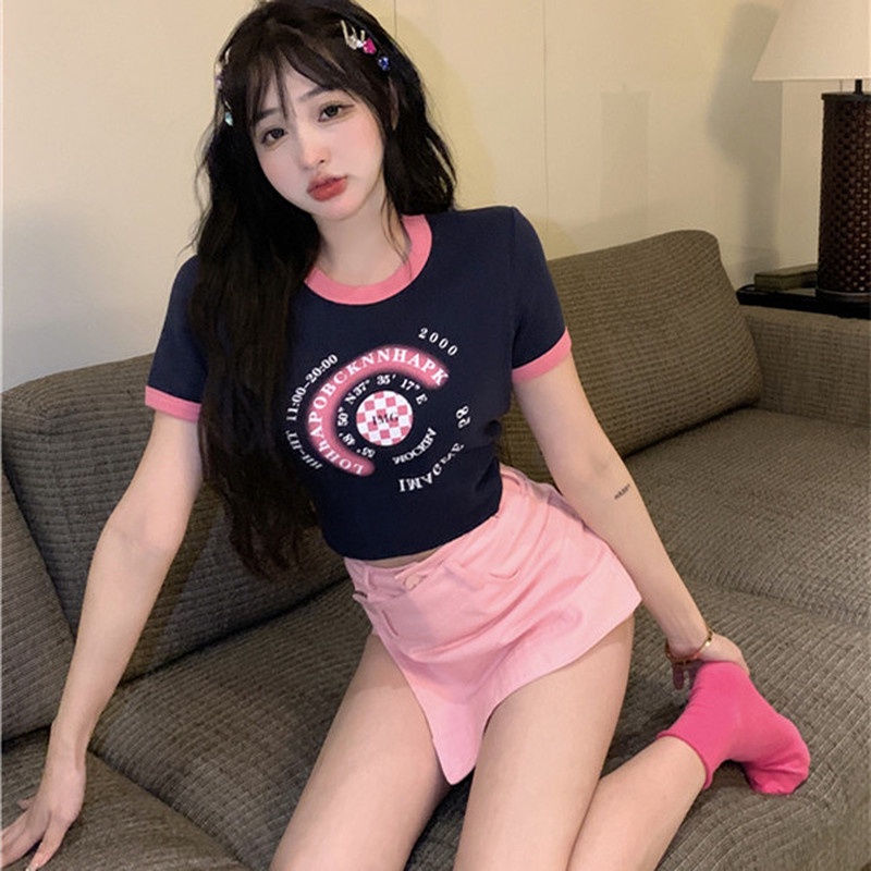 Áo Thun Tay Ngắn Cổ Tròn In Hình Dễ Thương Thời Trang Mùa Hè