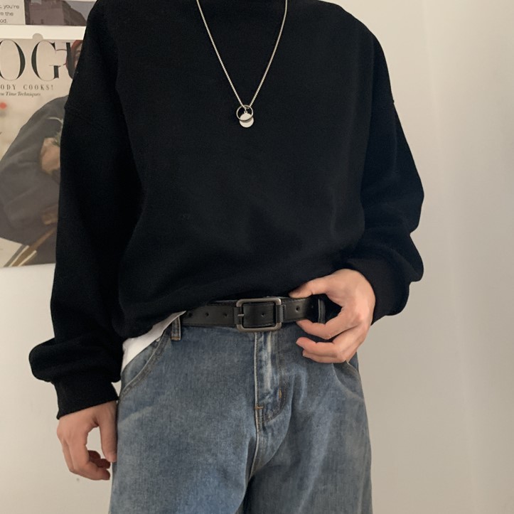 Thắt lưng nam nữ BROO mặt vuông chữ nhật bản vừa 3cm có lỗ bấm, dây nịt lưng unisex ulzzang da PU Hàn Quốc