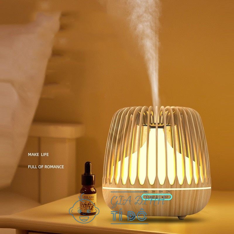 Máy Xông Tinh Dầu Sóng Siêu Âm Đèn Lồng Dung Tích 500ml Có Loa Bluetooth Và Đèn Led 7 Màu