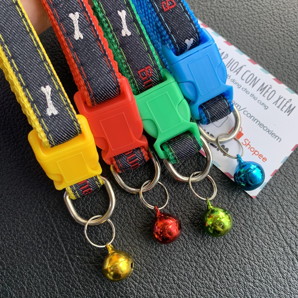 Vòng cổ chó mèo vải jeans hình xương Bone 1,5cm, dây đeo cổ Con Mèo Xiêm
