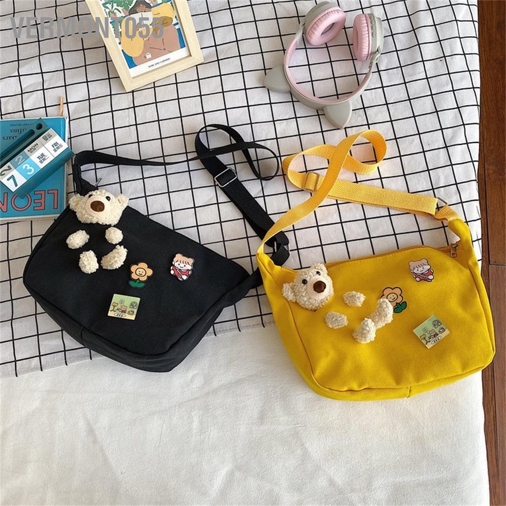 Túi vải dễ thương của phụ nữ 2022 mới phim hoạt hình búp bê gấu nhỏ túi vai vermont055