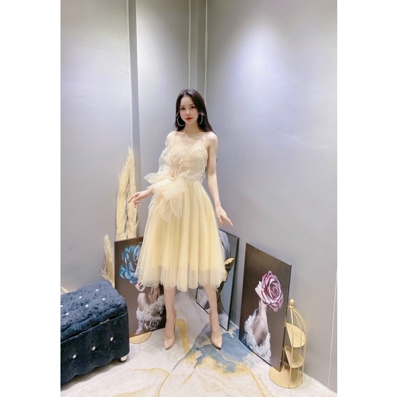 Đầm dự tiệc hoa xếp ly eo to sang trọng TRIPBLE T DRESS - size M/L - MS145V