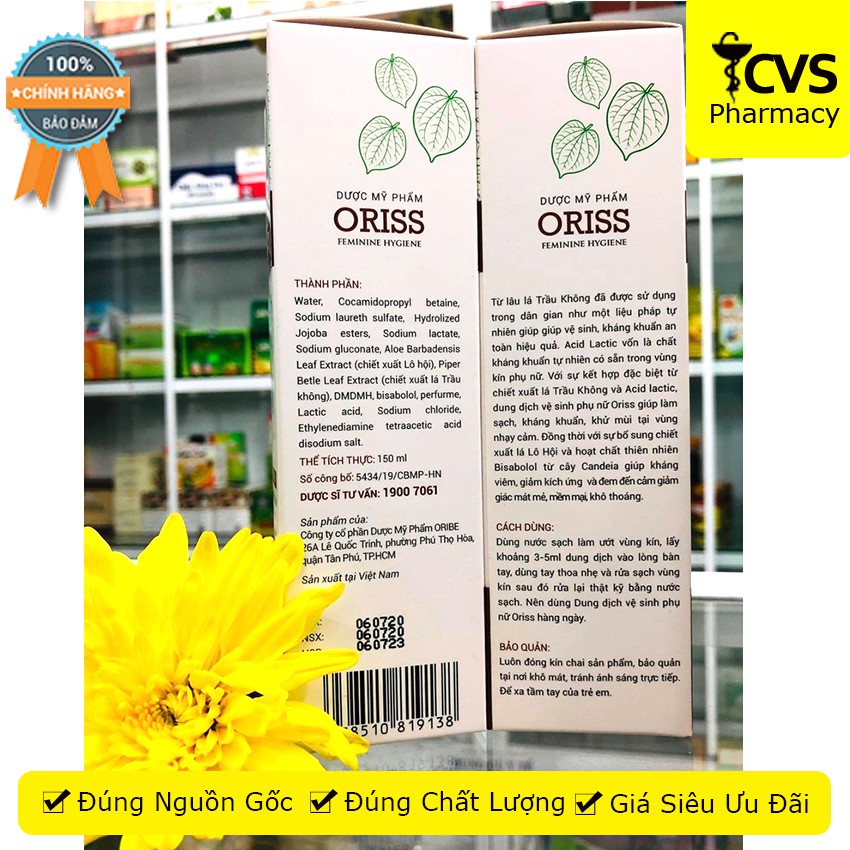 Dung dịch vệ sinh phụ nữ ORISS - Giúp kháng khuẩn, khử mùi, giảm kích ứng - cvspharmacy