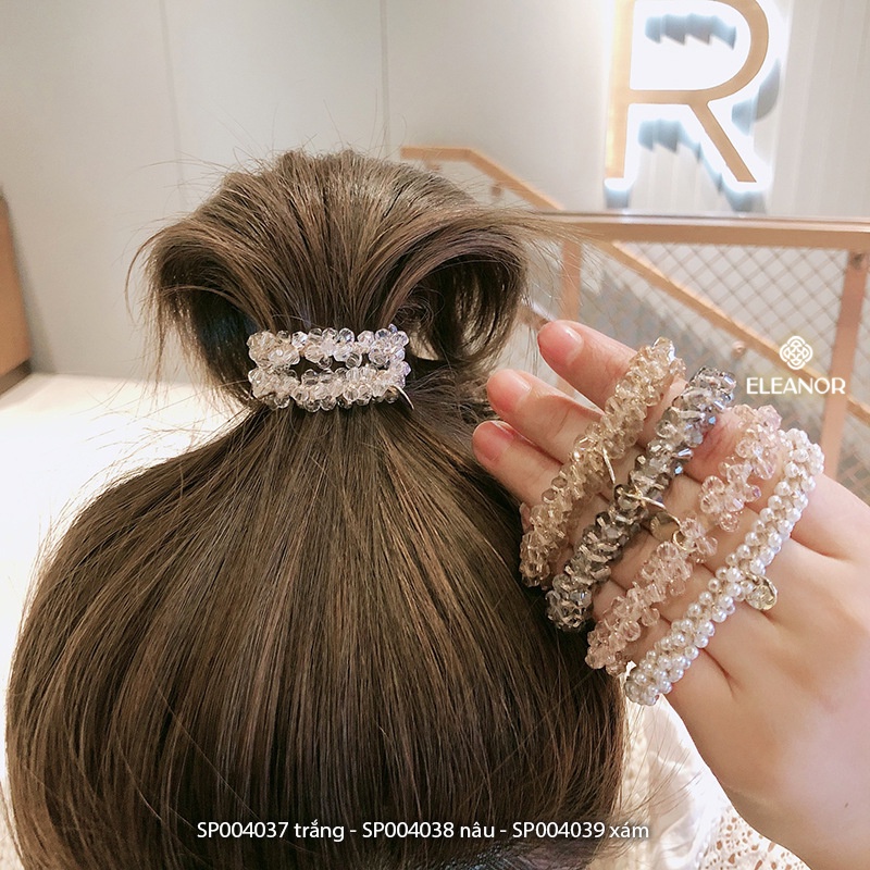 Dây buộc tóc nữ thun co dãn Eleanor Accessories đính đá pha lê phong cách basic phụ kiện tóc 4037