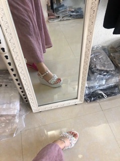 [ Hàng order 5 ngày] sandal đế xuồng đính đá cao cấp