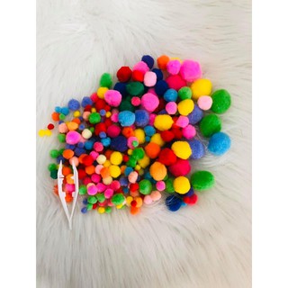 Đồ Chơi giáo dục sớm Montessori - Hạt Pom Pom (Tặng Kèm 1 Kẹp)