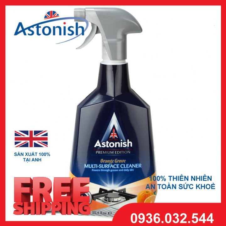 Chai Xịt Tẩy Rửa Nhà Bếp hương cam Astonish C6790,750ml
