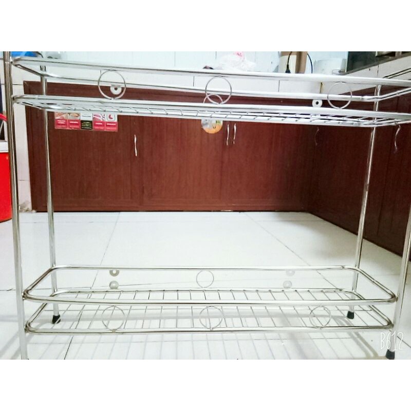 Kệ gia vị đứng 2 tầng inox ống