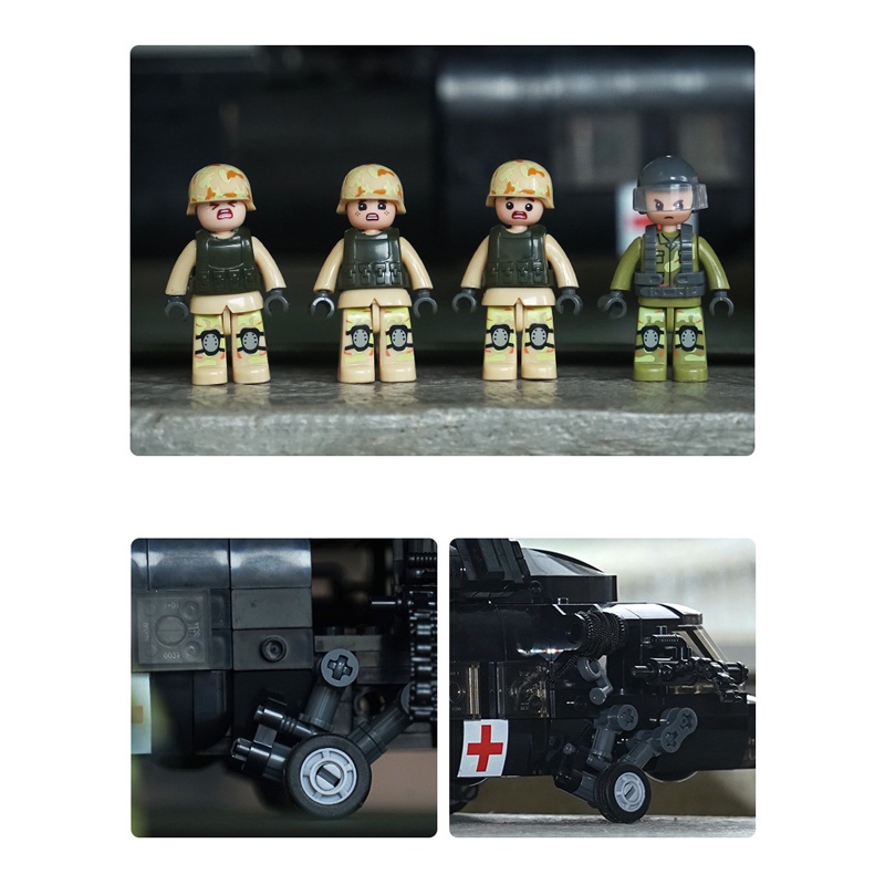 Đồ chơi Lắp ráp Trực Thăng chim ưng đen 60, Sluban B1012 Black Hawk Helicopter, Xếp hình thông minh