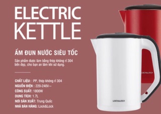 Bình Đun Siêu Tốc Lock&Lock 1.7L màu trắng EJK738WH