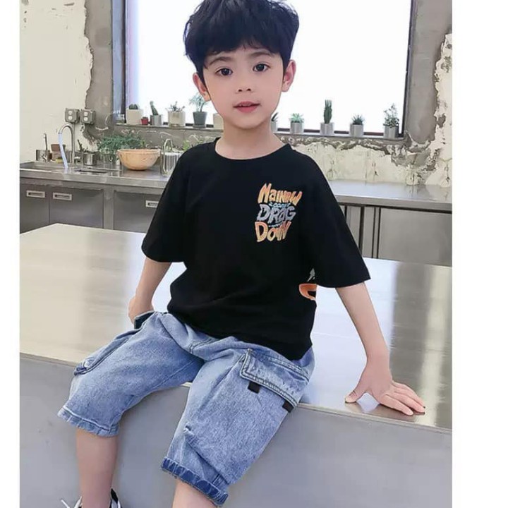 bộ quần áo cho bé chất vải cotton quần jane rin mềm co giãn sét bộ cá tính size từ 14 đến 27 kg bao giặt máy thoải mái