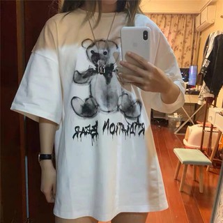 Áo phông gấu tay lỡ phom rộng dấu quần