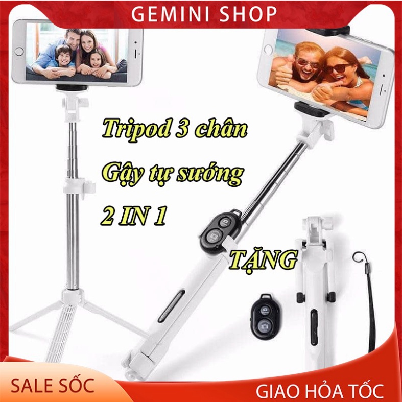 Gậy chụp ảnh bluetooth kiêm giá đỡ chụp ảnh 3 chân | BigBuy360 - bigbuy360.vn