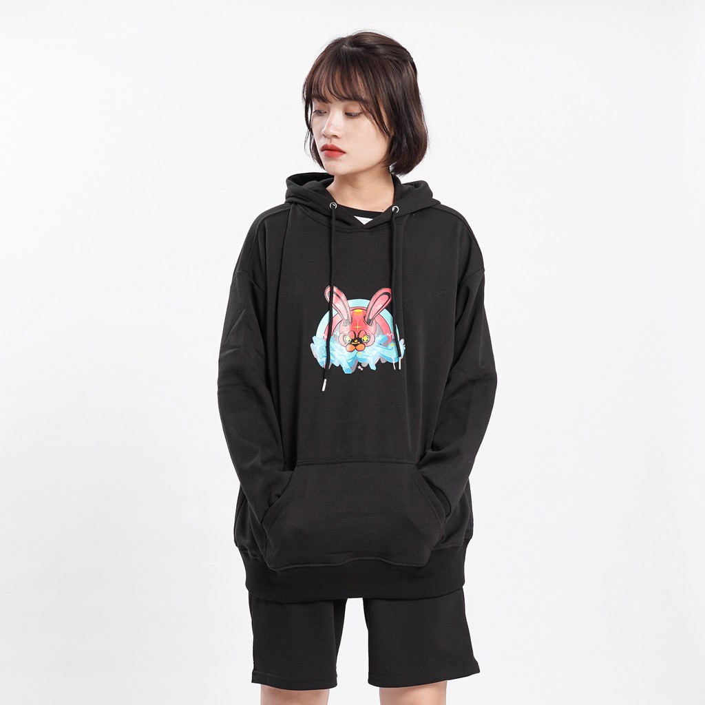 Áo mũ Hoodie E - Rabbit Unisex N7 Oversize Ulzzang nỉ bông in họa tiết cặp đôi nam nữ thu đông form rộng 2 màu Hàn quốc | BigBuy360 - bigbuy360.vn