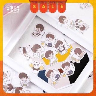 Bộ 56 sticker boy girl chibi TẶNG SET STICKER CHỮ SỐ chống thấm nước, decor sổ, thư, đồ couple