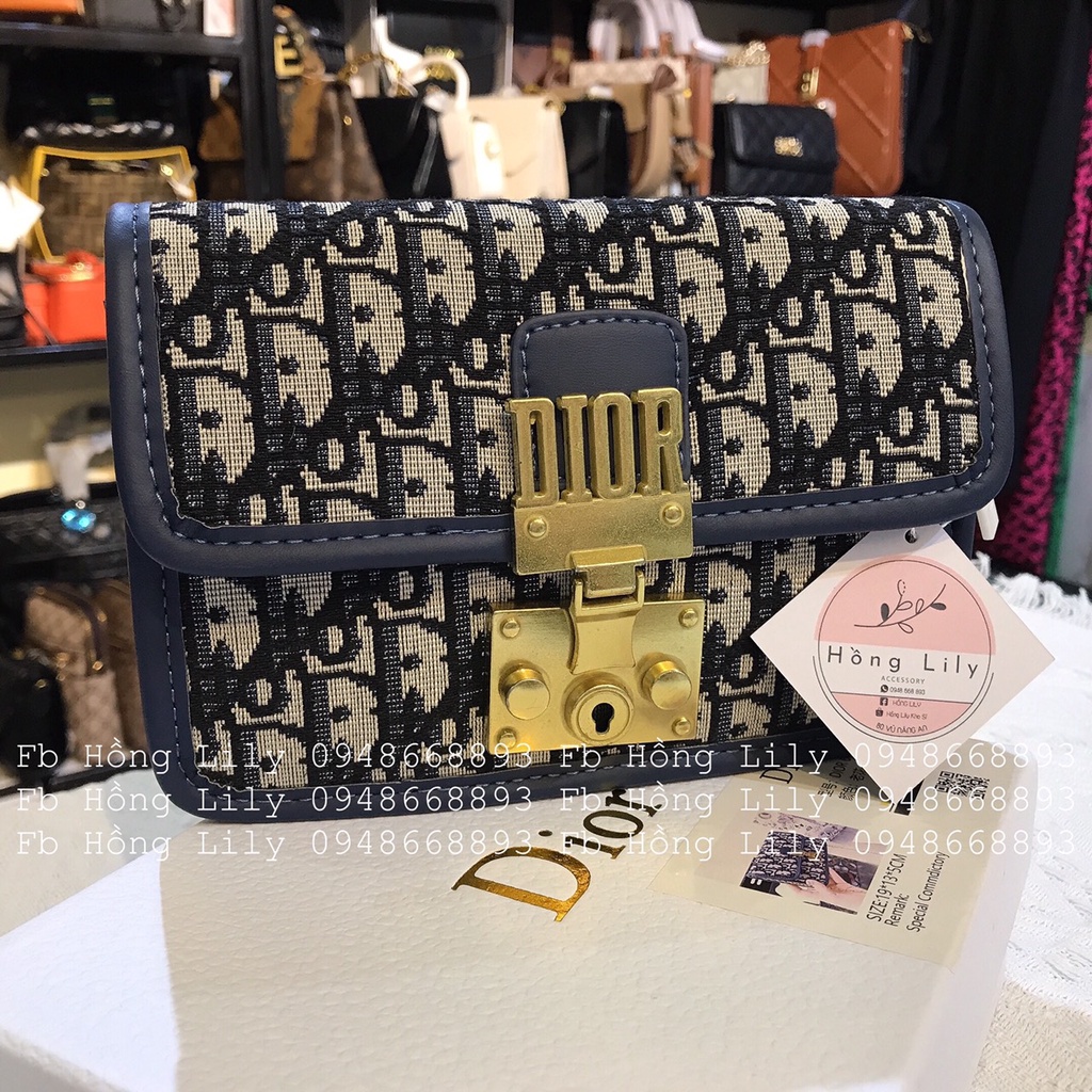 Túi di.or thổ cẩm họa tiết CD bản dây xích sz 19 fullbox