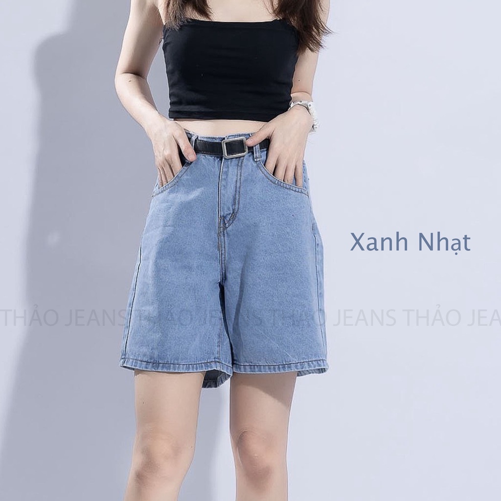 Quần Short Ngố Jean Lững Ống Rộng Lai Cuốn Phong Cách ULZZANG