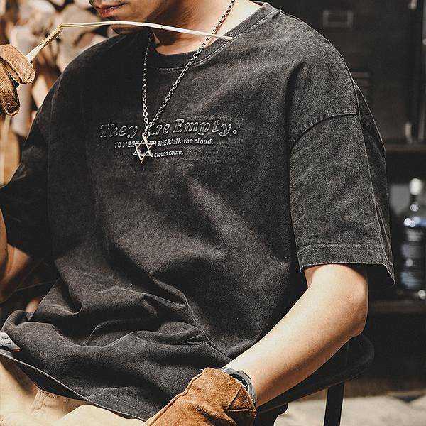 American-Style Heavy Retro Short Sleeve T-shirt Men's Loose Fashion Brand 2022 Summer New Yeast Factory Washed Short-Sleeved T-shirt Men etSA