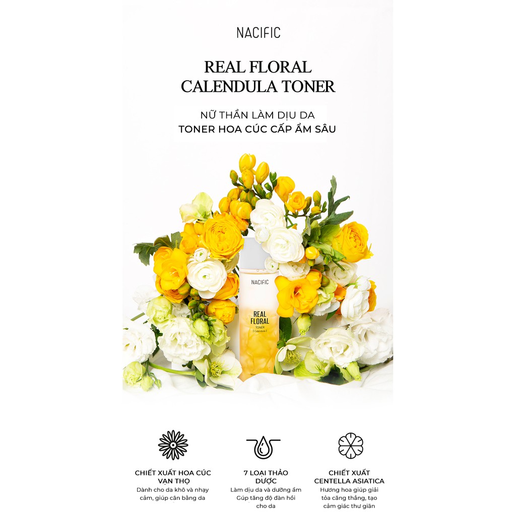 Toner hoa cúc NACIFIC Real Floral Toner Calendula 180ml