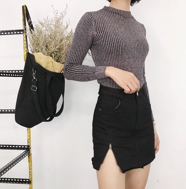 SALE LỖ_ Quần váy jean trắng đen có khoá cạnh | BigBuy360 - bigbuy360.vn