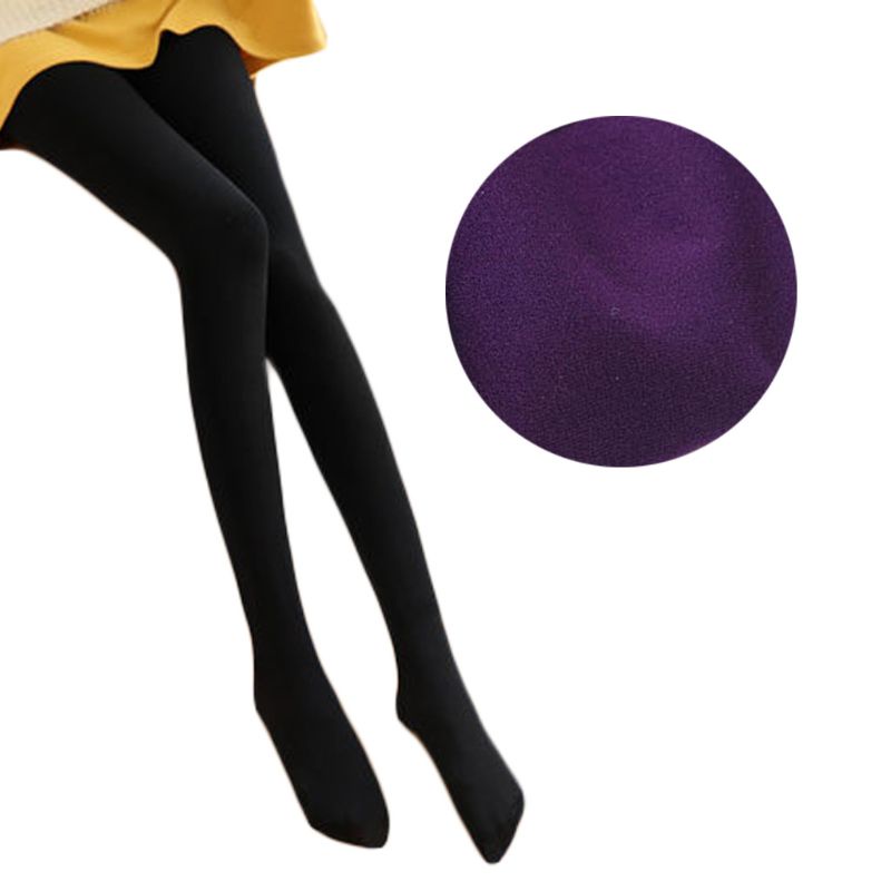 Youyo Quần Bít Tất Nhung Dày Lưng Cao Co Giãn Màu Trơn Giữ Ấm Dành Cho Nữ