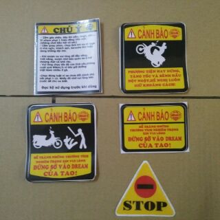Bộ tem cảnh báo trang trí xe Stop