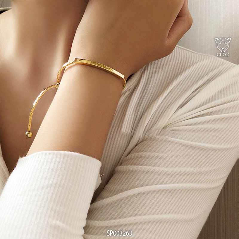 Lắc tay nữ titan dây rút vòng tay nữ gold bar khắc chữ Love Dream xinh xắn phụ kiện trang sức Cloe Accessories 3263