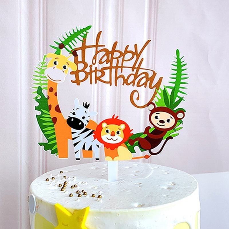 Phụ Kiện Trang Trí Bánh Cupcake Hình Động Vật Dễ Thương Cho Bé