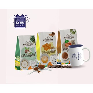 Combo 3 hộp cà phê hoà tan Mystery Bean (Salted Caramel, Coco Tropical, Smoky Hazelnut) - Tặng ly sứ cao cấp