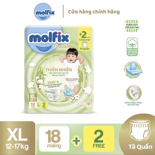 Tã/bỉm quần / dán Molfix thiên nhiên S46/M48/L44/XL40/XXL36/XXXL30